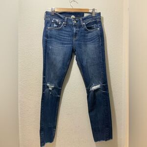 Rag & bone Cropped Ankle Skinny Jeans Ripped Franklin Frayed Hem 25 deville